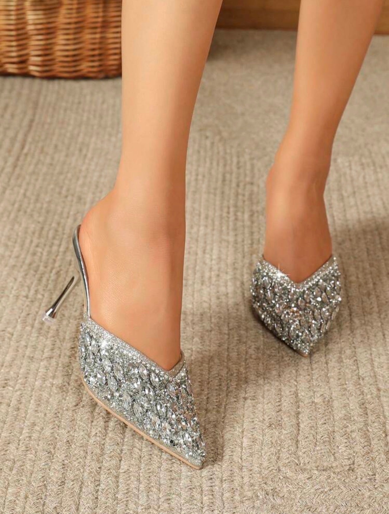 Night Heels with Silver Crystals