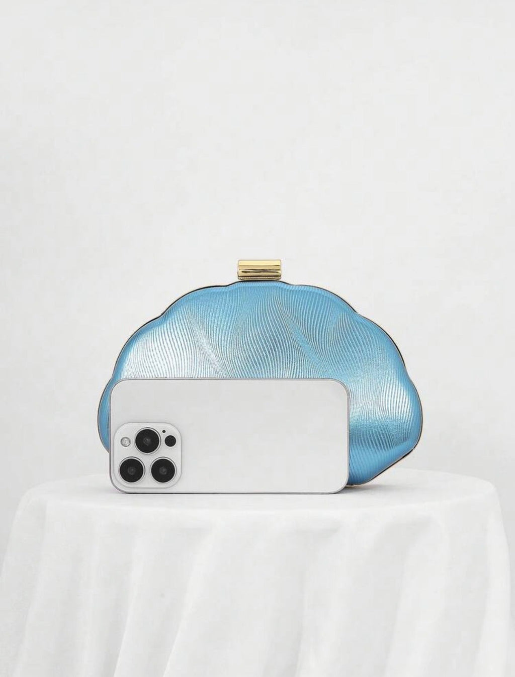 Céleste Metallic Wave Minaudière Clutch - Chanel’s Fashion Boutique Inc.