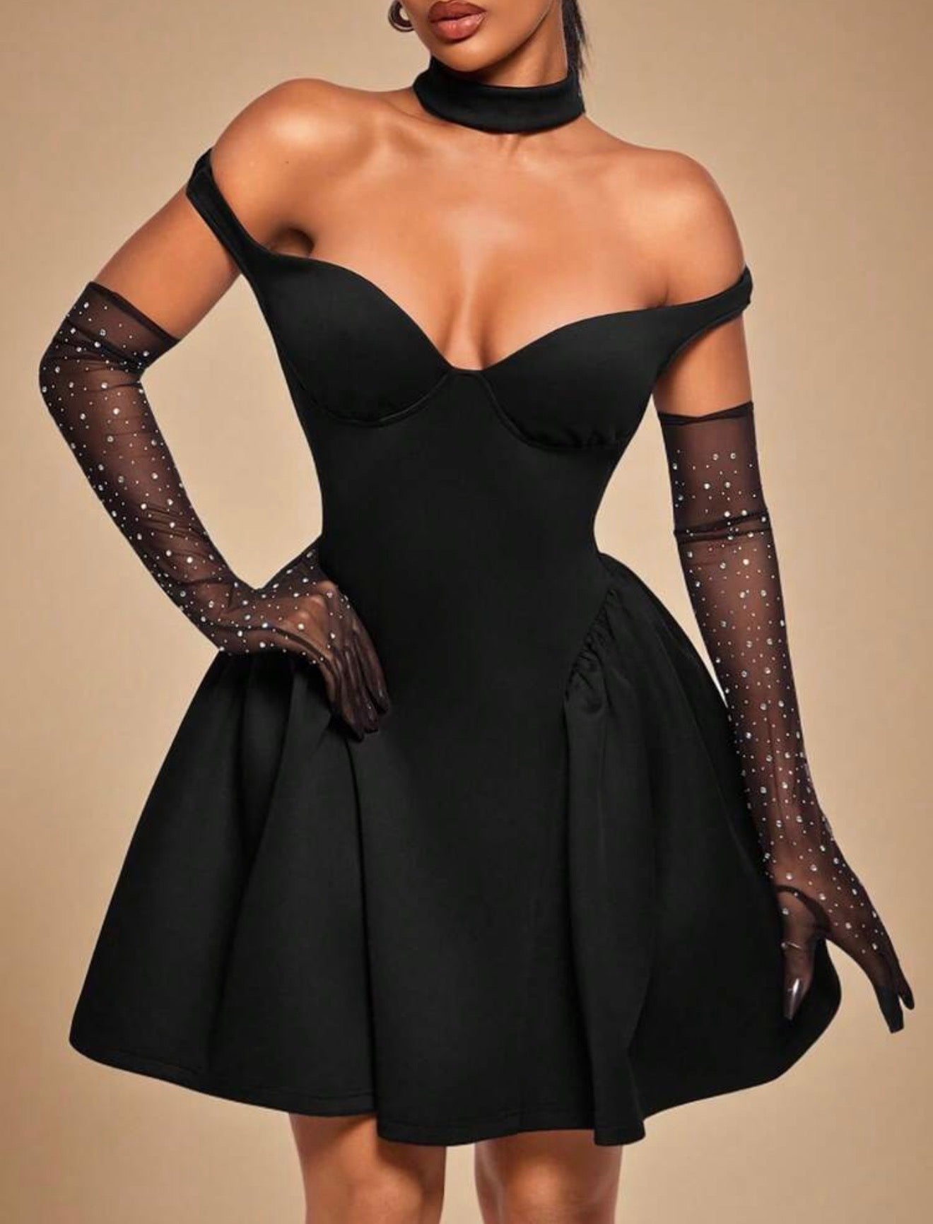 Château Noir Off - Shoulder Skater Dress - Chanel’s Fashion Boutique Inc.