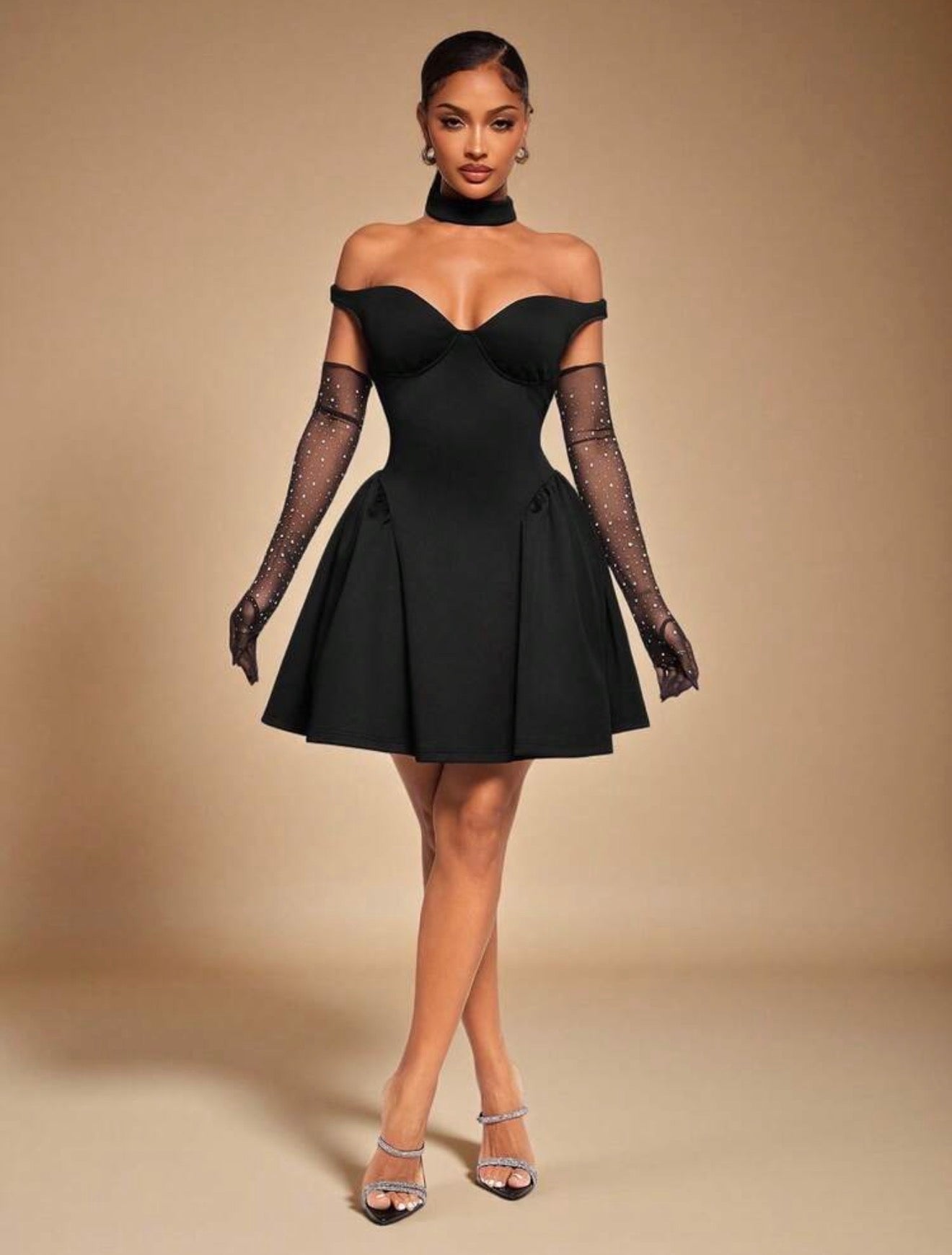 Château Noir Off - Shoulder Skater Dress - Chanel’s Fashion Boutique Inc.