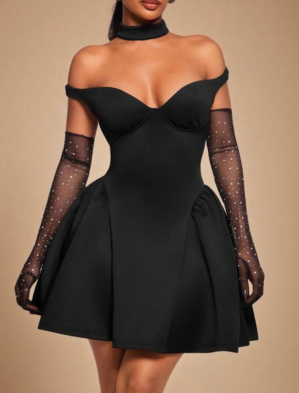 Château Noir Off - Shoulder Skater Dress - Chanel’s Fashion Boutique Inc.