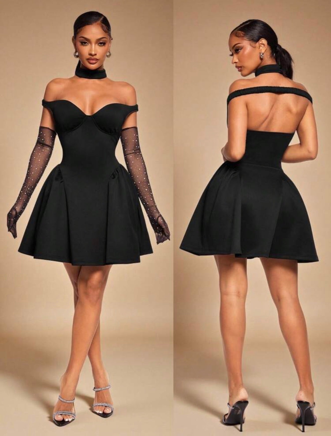 Château Noir Off - Shoulder Skater Dress - Chanel’s Fashion Boutique Inc.