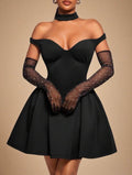 Château Noir Off - Shoulder Skater Dress - Chanel’s Fashion Boutique Inc.