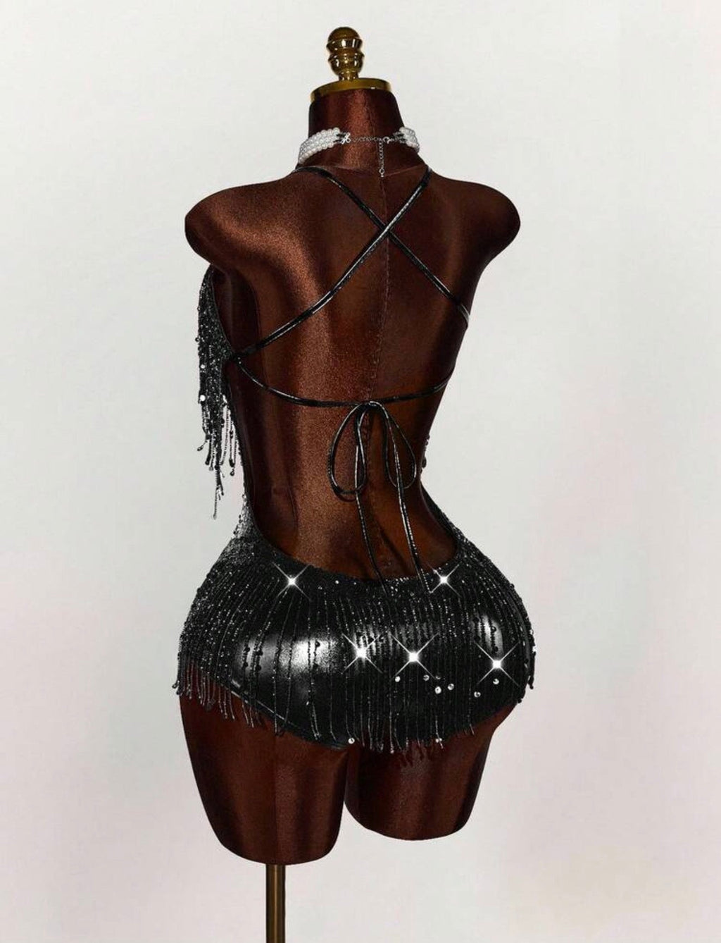 Crimson Sequin Fringe Halter Dress - Chanel’s Fashion Boutique Inc.