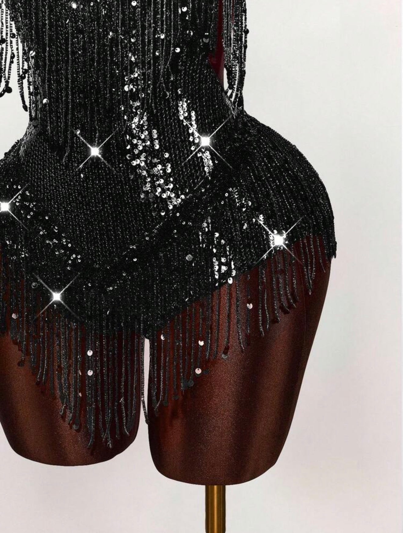 Crimson Sequin Fringe Halter Dress - Chanel’s Fashion Boutique Inc.