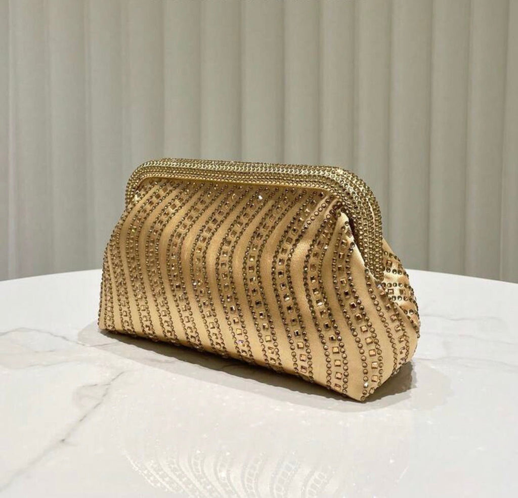 Dorée Crystal - Stripe Evening Clutch - Chanel’s Fashion Boutique Inc.