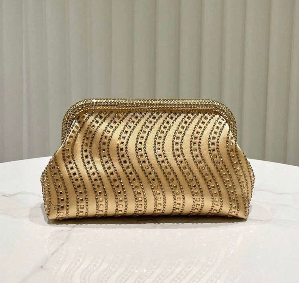 Dorée Crystal - Stripe Evening Clutch - Chanel’s Fashion Boutique Inc.