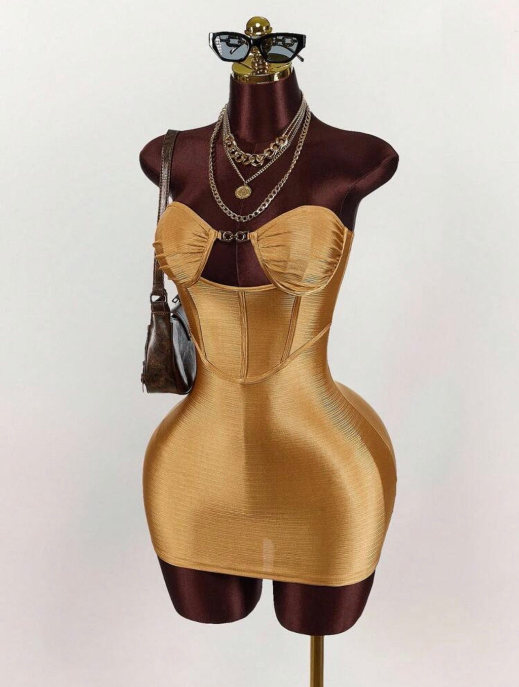 Gilded Corset Bandage Mini Dress - Chanel’s Fashion Boutique Inc.