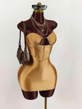 Gilded Corset Bandage Mini Dress - Chanel’s Fashion Boutique Inc.
