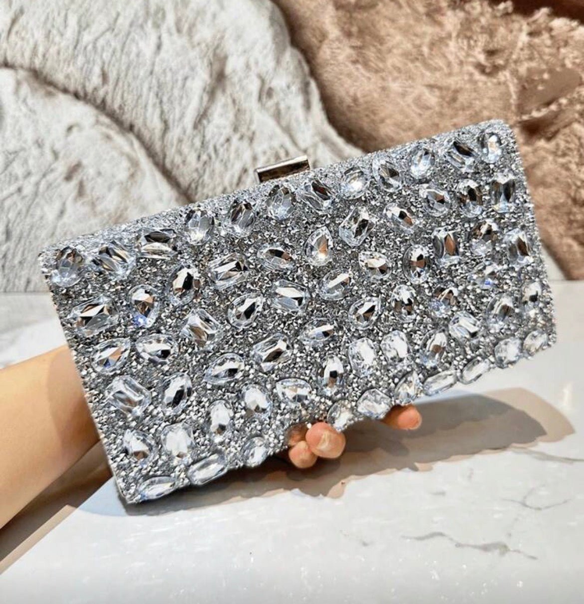 Night Clutch with Silver Crystals - Chanel’s Fashion Boutique Inc.