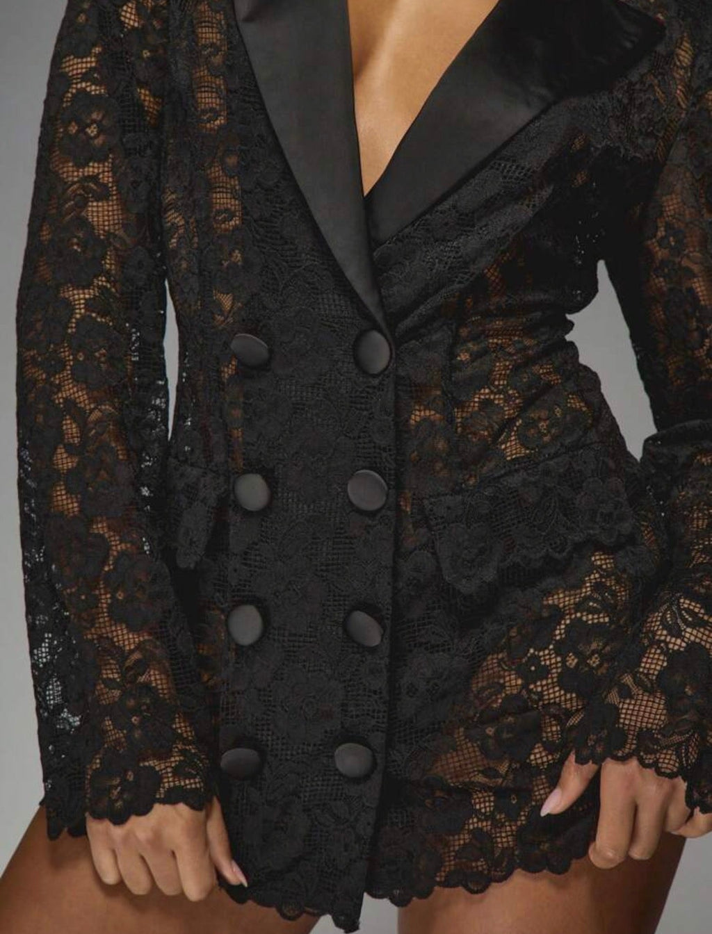 Noir Élise Lace Blazer Mini Dress - Chanel’s Fashion Boutique Inc.