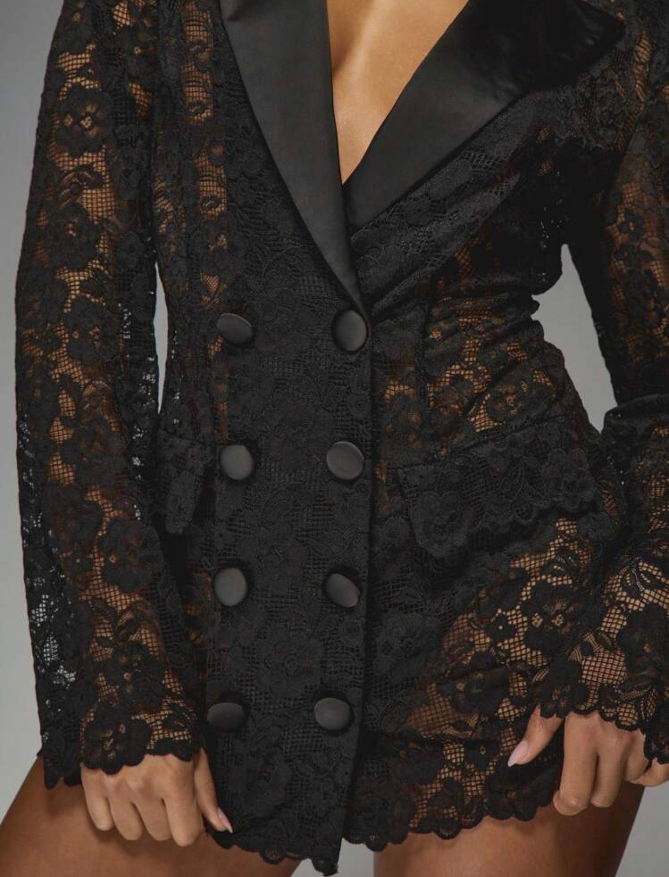Noir Élise Lace Blazer Mini Dress - Chanel’s Fashion Boutique Inc.