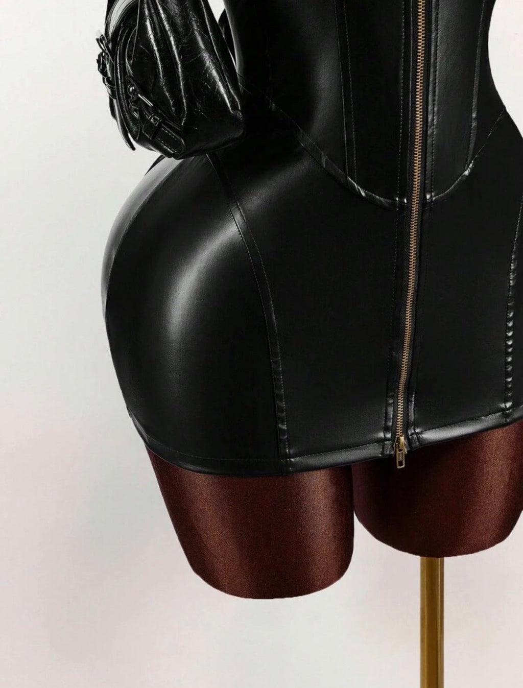 Noir Latex Zip - Front Halter Mini Dress - Chanel’s Fashion Boutique Inc.