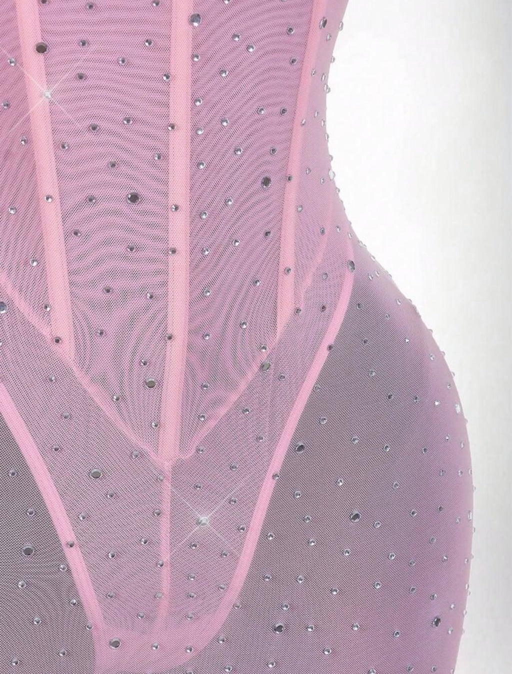 Rosé Crystal Mesh Corset Mini Dress - Chanel’s Fashion Boutique Inc.