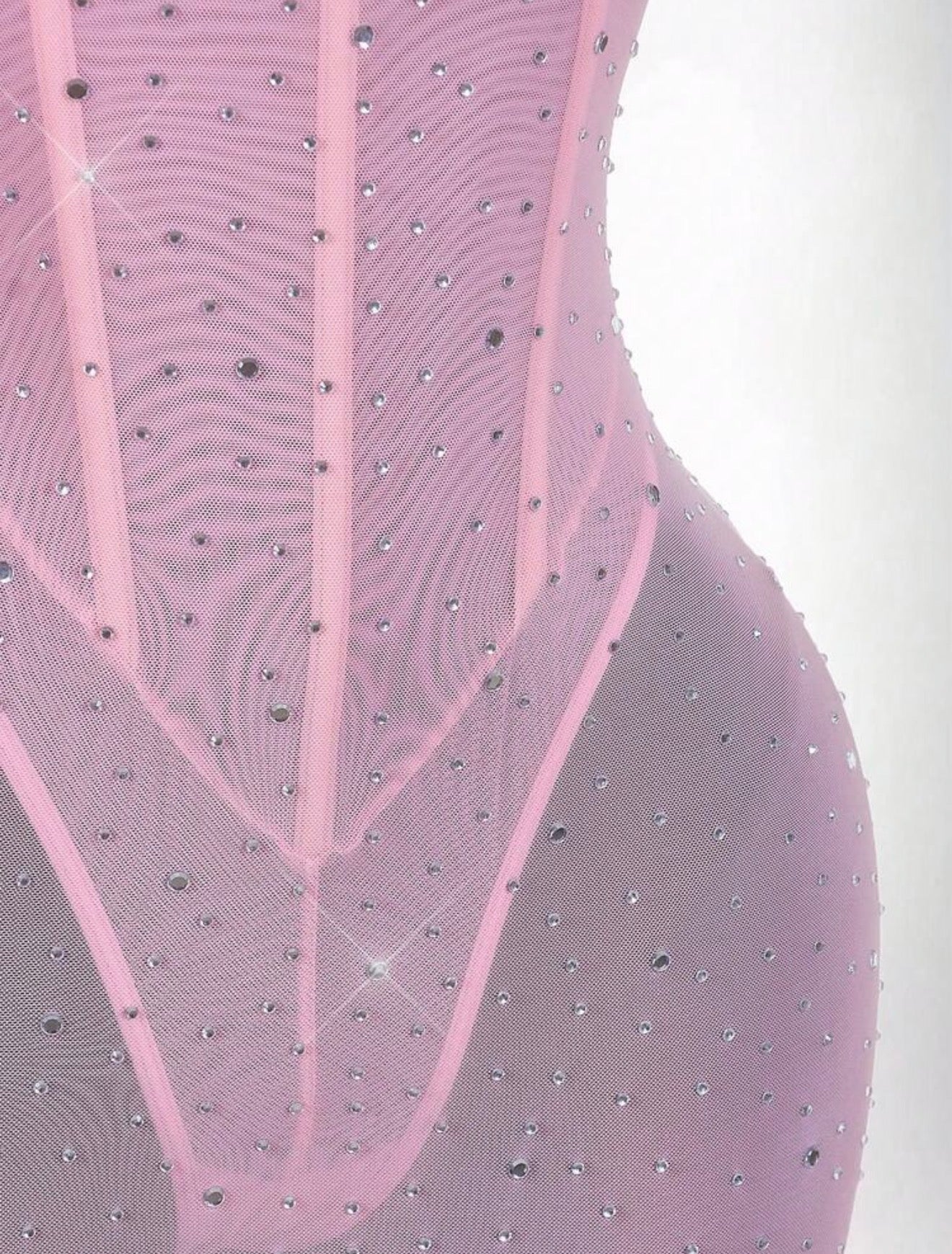 Rosé Crystal Mesh Corset Mini Dress - Chanel’s Fashion Boutique Inc.