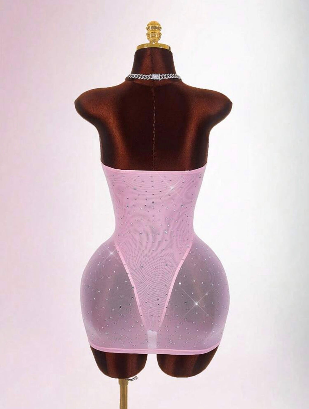 Rosé Crystal Mesh Corset Mini Dress - Chanel’s Fashion Boutique Inc.