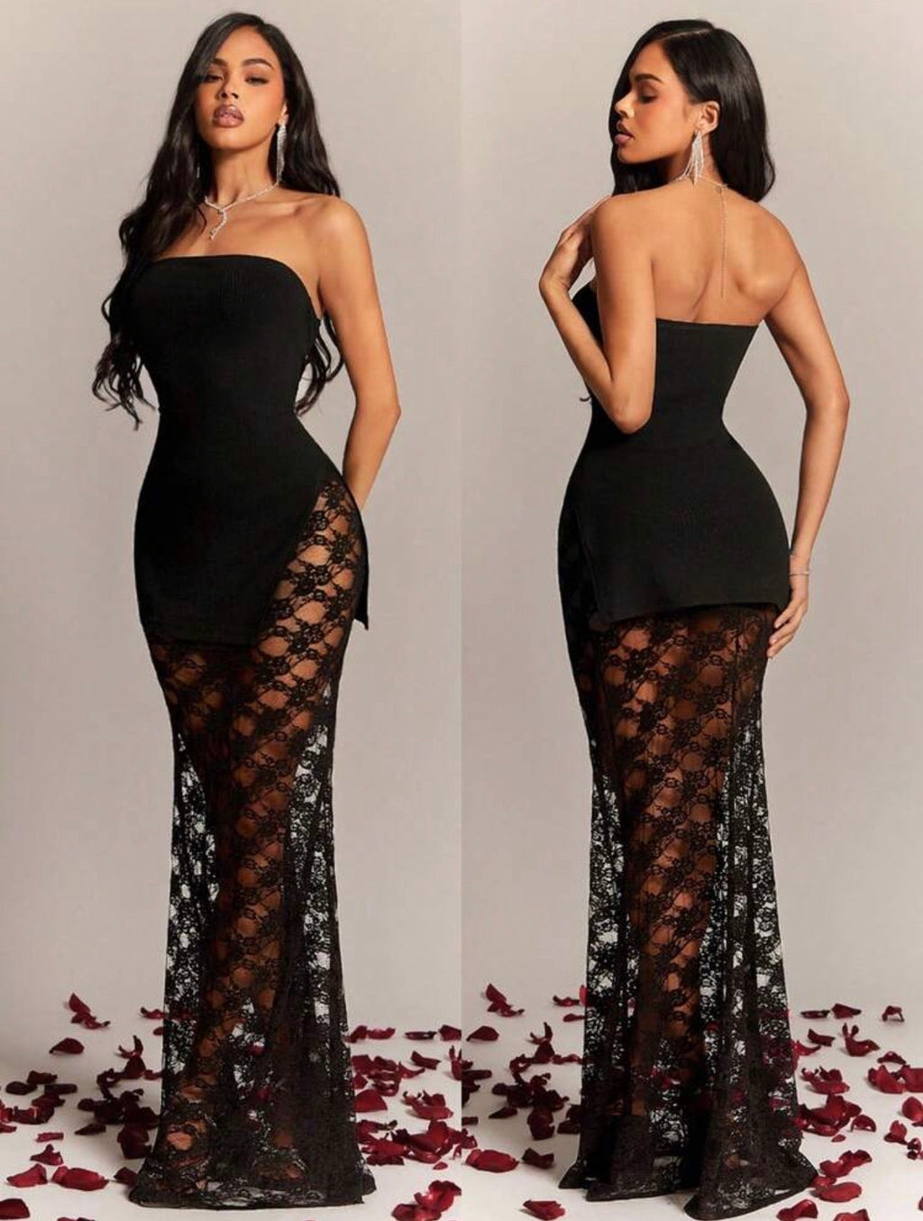 Rosette Noir Strapless Lace Gown - Chanel’s Fashion Boutique Inc.