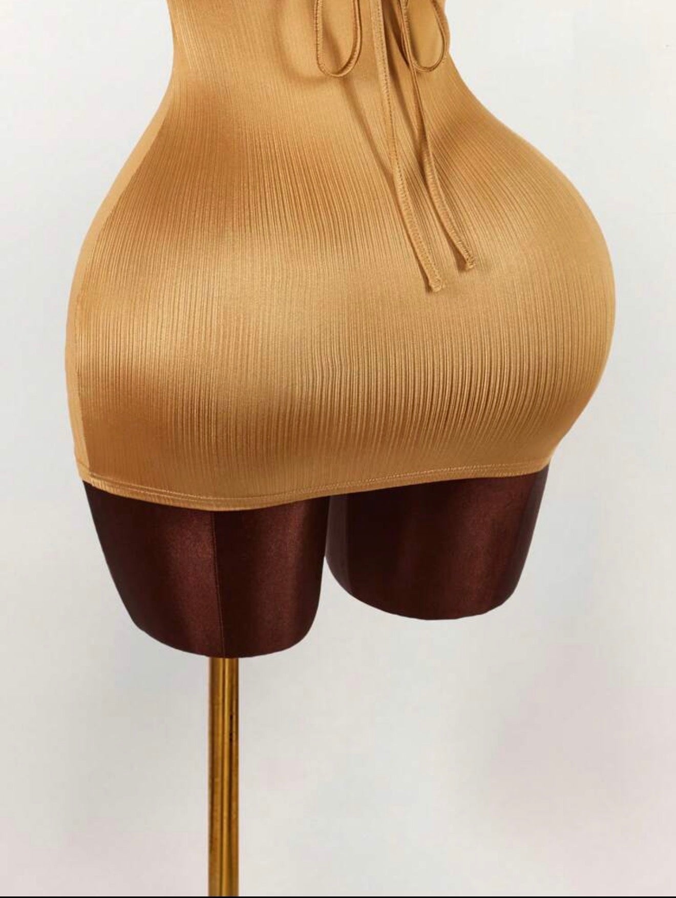 Soleil Gold Sunburst Cutout Ribbed Mini Dress - Chanel’s Fashion Boutique Inc.