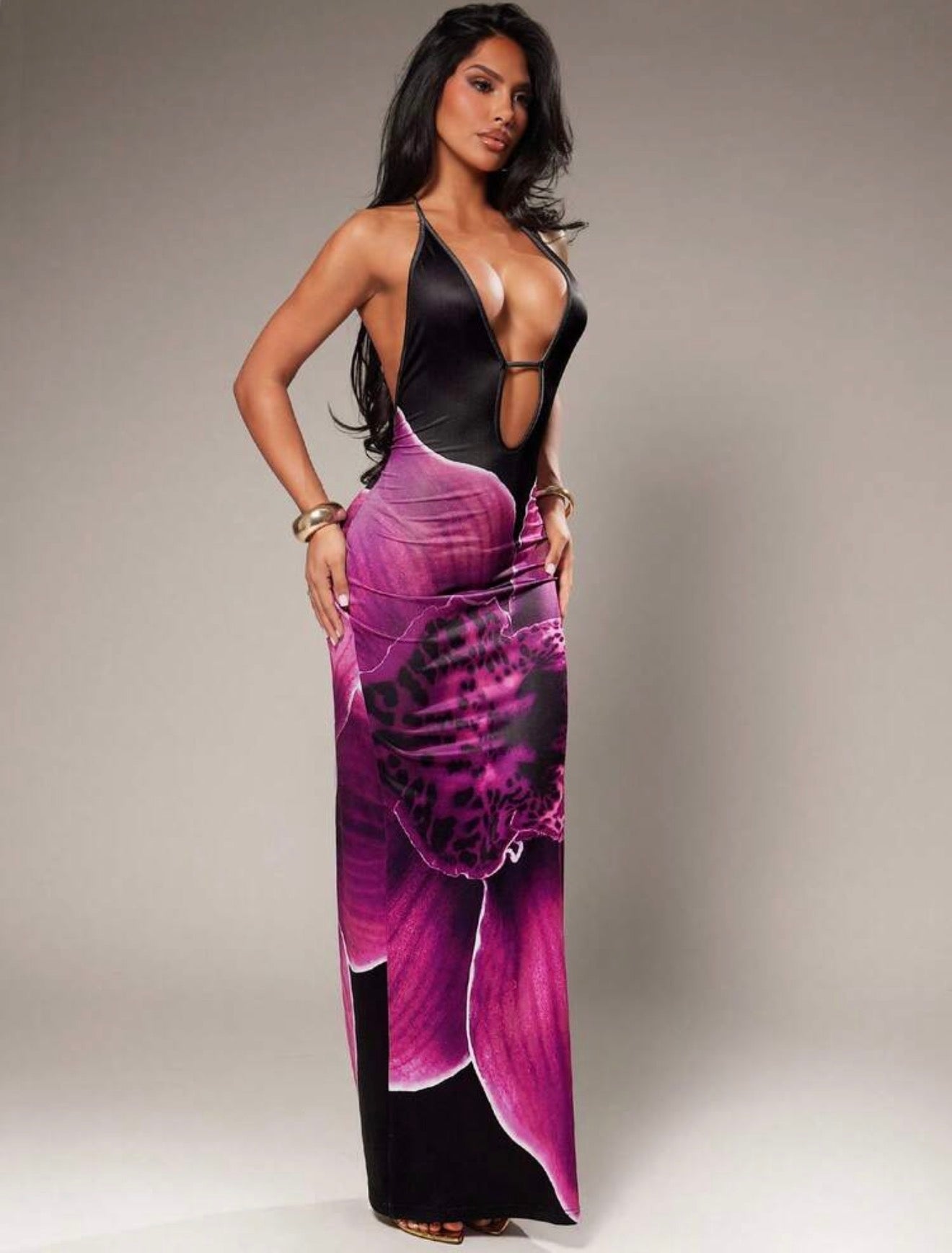 Velvet Orchid Plunge Gown - Chanel’s Fashion Boutique Inc.