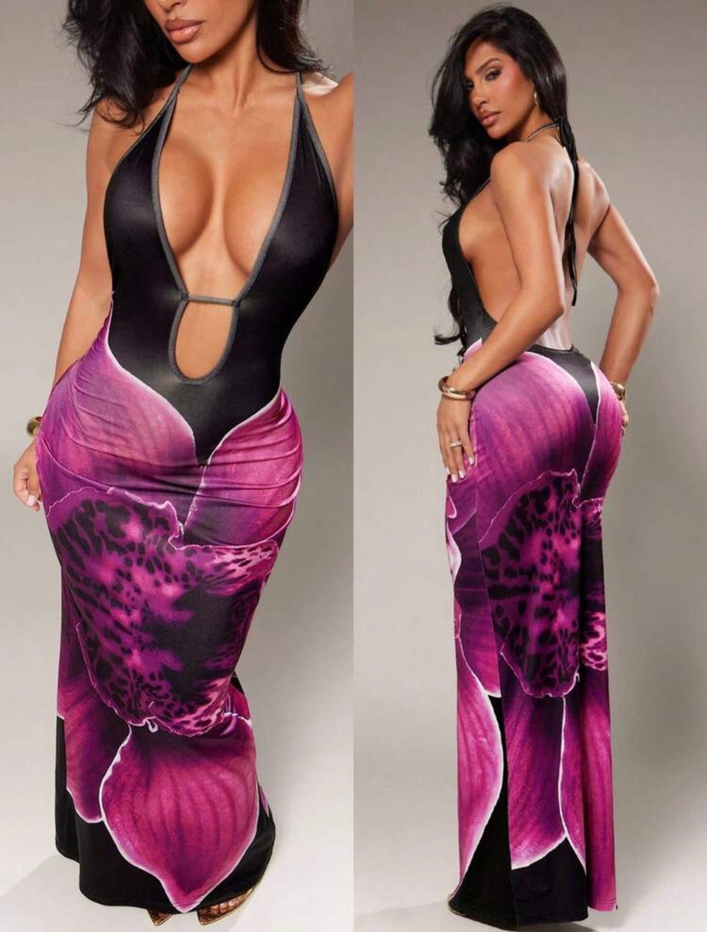 Velvet Orchid Plunge Gown - Chanel’s Fashion Boutique Inc.